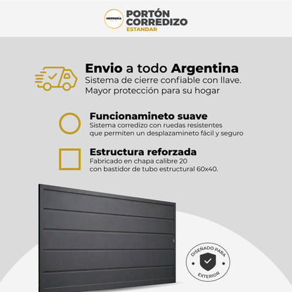 Portón corredizo medidas 2.56x2.00 mts